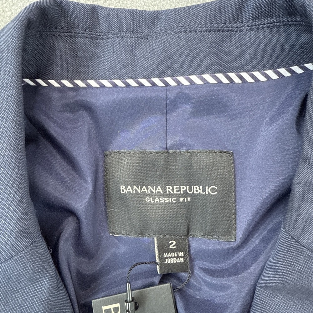 Banana Republic Classic Fit Blue Blazer 2‎ Marzotto Italian Wool Blend Workwear - Picture 3 of 16
